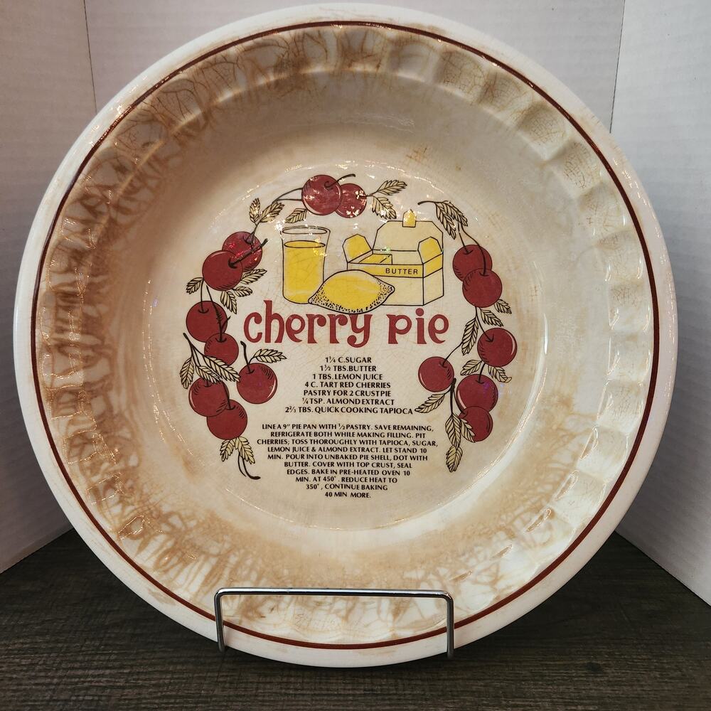 Vintage Royal China Country Harvest Ceramic Cherry Pie Recipe Baking Plate Dish